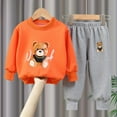thumbnail image 1 of ZOYOEN Toddler Boys Sweatsuits 2 PC- Cute Long Sleeve Cotton Casual Fall Winter Outfits Set Orange Size 4 T, 1 of 3