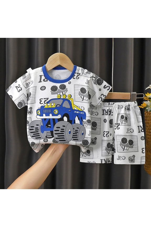 Toddler Boys T Shirts and Shorts- Cotton Cute Casual Short Sleeve Outfit Sets Kids Summer Clothes Multicolor Size 5 T