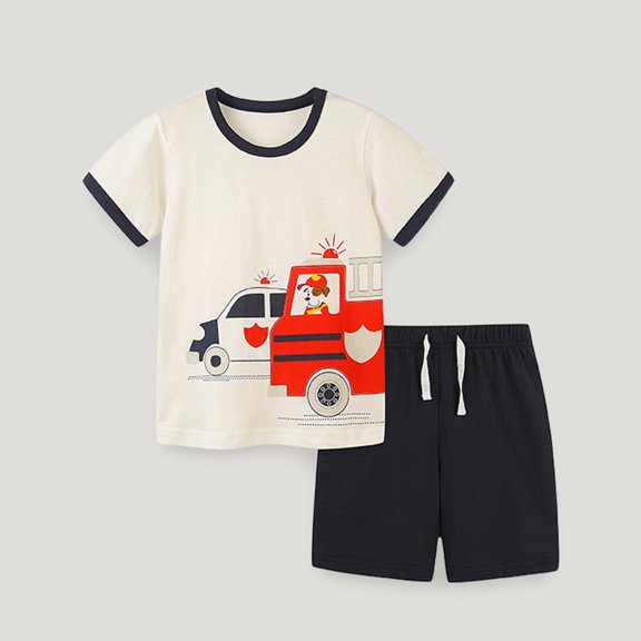 ZOYOEN Toddler Boys T Shirts and Shorts- Short Sleeve Outfit Sets Casual Cute Cotton Kids Summer Clothes Black Size 4 T