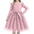 thumbnail image 1 of ZOYOEN Toddler Girls Birthday Dress- Ruffle Flowly Long Sleeve Strap Party Dresses Midi Dresses Pink Size 3 T, 1 of 5