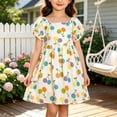 thumbnail image 1 of ZOYOEN Toddler Girls Cotton Floral Dresses- Cute Square Neck Short Sleeve Flowy Kids Summer Casual Dresses Multicolor Size 4 T, 1 of 5