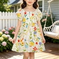 thumbnail image 1 of ZOYOEN Toddler Girls Cotton Floral Dresses- Square Neck Short Sleeve Cute Flowy Kids Summer Casual Dresses Multicolor Size 10 T, 1 of 5