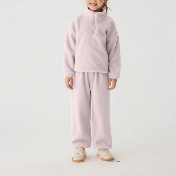 ZOYOEN Toddler Girls Winter Outfits Set- Warm Fashion Casual Long Sleeve Fleece Shirts and Pants Kids Clothes Beige Size 5 T