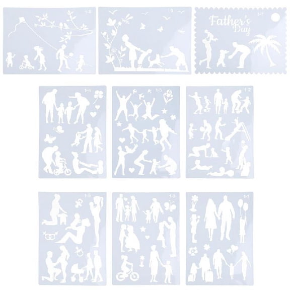 ZOYONE 9 Pack Silhouette Painting Stencils Reusable Parent-Child Drawing Templates for DIY Lovers Kids Women Men Students Gift