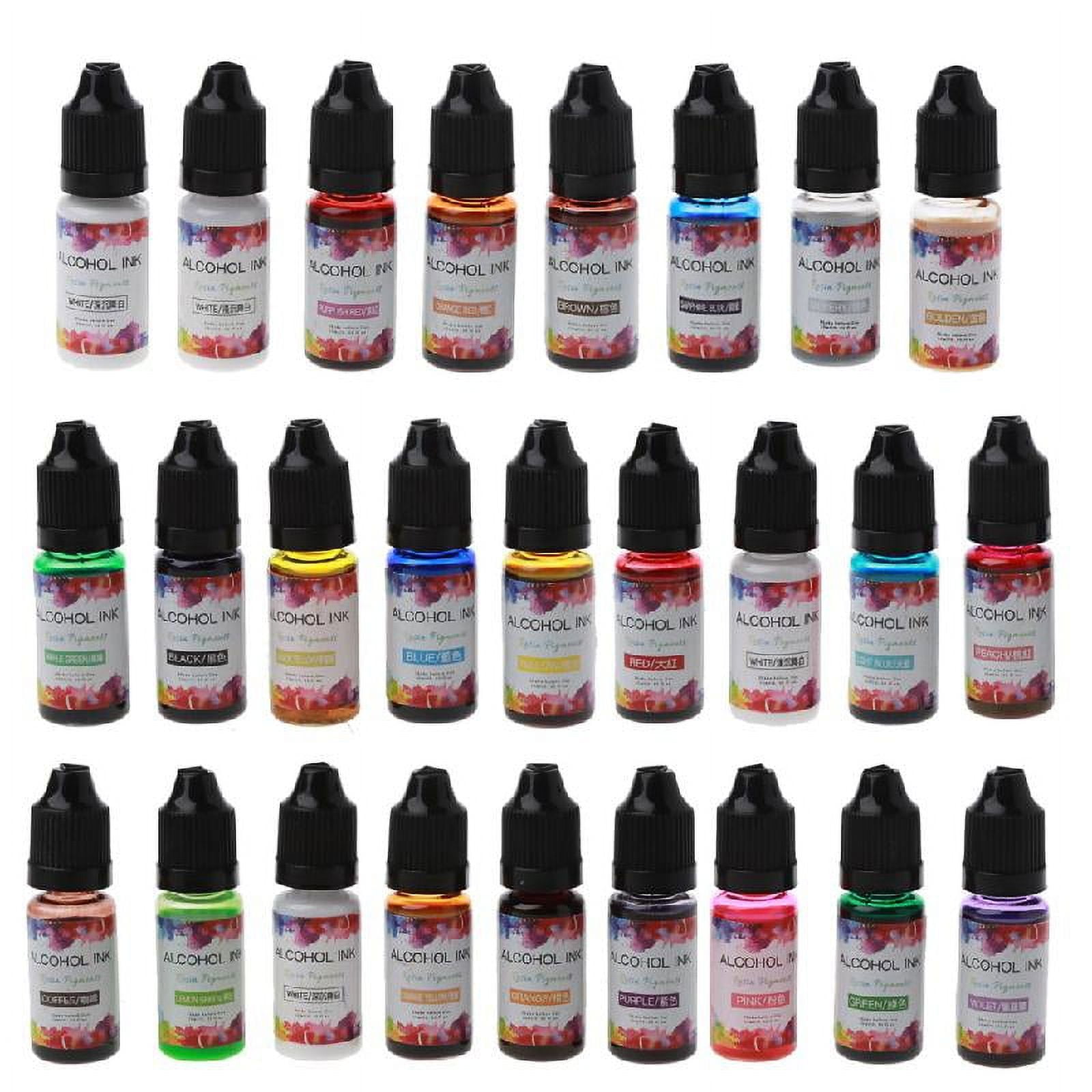  Alcohol Ink for Epoxy Resin - 24 Bottles Alcohol-Based Ink Set  Vibrant Color High Concentrated Alcohol Paint Pigment Resin Ink for Resin  Dye Crafts Tumblers Acrylic Fluid Art Painting, 10ml/0.35