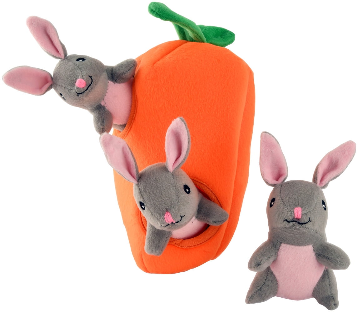 Zippy Baws Rabbit Zippy Paws 2699 Burrow Bunny & Carrot Plush Dog Toy - Walmart.com