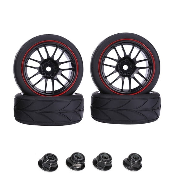 ZPAQI 1/10 Model Car Rubber Buggy Tires Wheel Rims for Wltoys 144001 RC Car