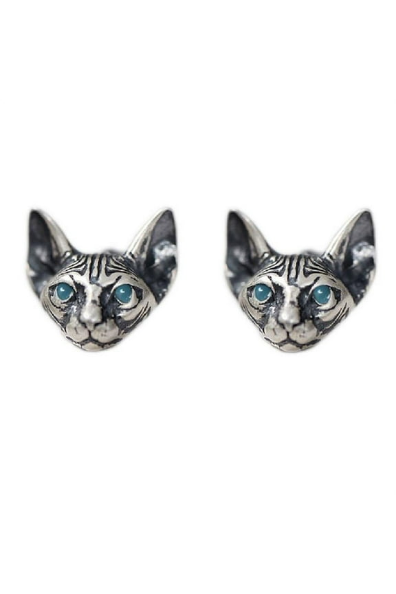 1 Pair Unisex Fashion Jewelry Vintage Sphink Cat Studs Earrings Hypoallergenic Punk Cats Earrings Gothic Cool Earrings