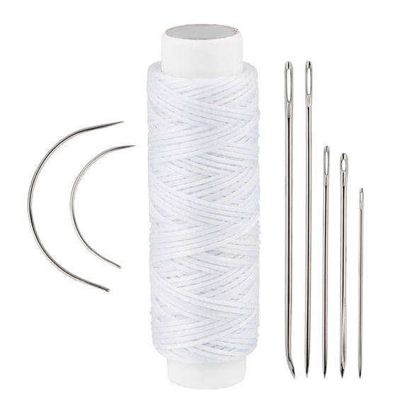 ZPAQI 10 Set Curved Needle Leather Sewing Needle Set with Waxed Thread for Canvas