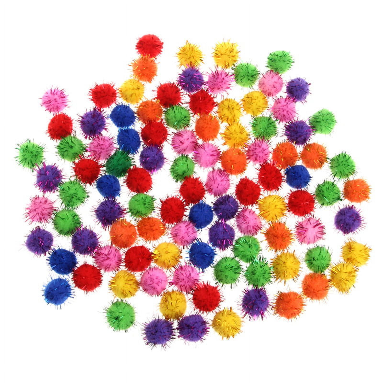 ZPAQI 100Pcs Colorful Mini Sparkly Glitter Tinsel Balls Small Pom Ball For Cat Toys