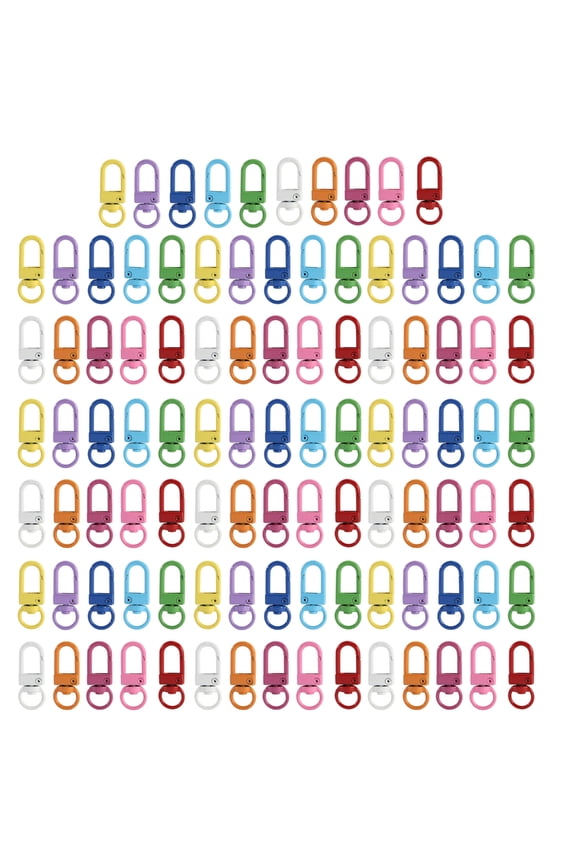 100pcs Colorful Rotating Keychain Hooks for Backpack Key Rings Lobster Clasps
