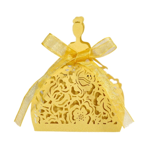 ZPAQI 100pcs Rose Flower Hollow Candy Boxes Wedding Party Favor Box Chocolate Gift Box Bridal Shower Anniverary Birthday with Ribbon