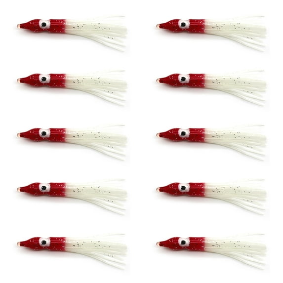 ZPAQI 10PCS Soft Rubber Luminous Shrimp Fishing Lures Squid Jig Baits Noctilucent
