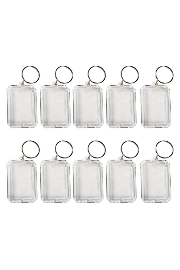 10Pcs Clear Acrylic Picture Frame Keychain Various Shapes Blank Photo Keychains