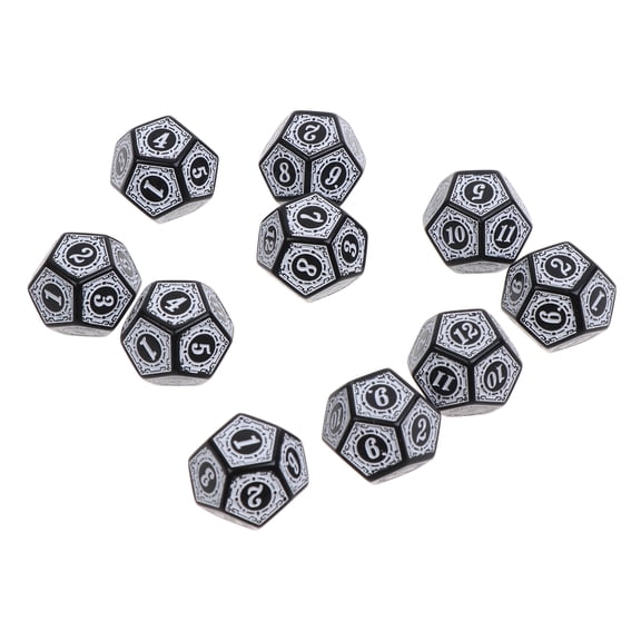 ZPAQI 10Pcs Polyhedral Dice TRPG Games d12 Dice Kit Multi Sides for Board Game