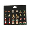 thumbnail image 1 of ZPAQI 12 Pairs Snowflake Wreath Tree Stud Earrings Xmas Crutch Bow Earring Gifts, 1 of 6