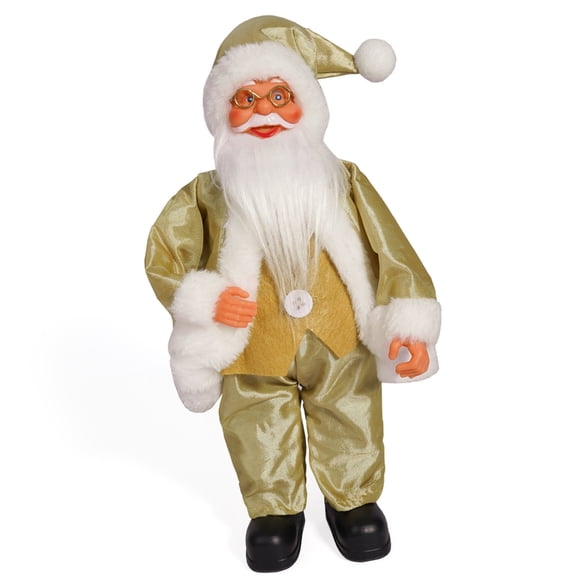ZPAQI 12Inch Christmas Checkered Santa Figurine Standing Ornament for Holiday Decors