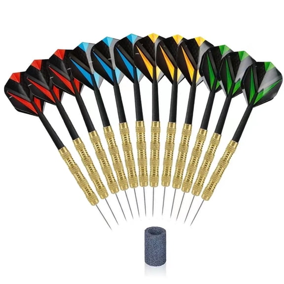 ZPAQI 12Pcs 14 Grams Steel Tip Iron Barrels Plastic Shaft PET Flight Safe Metal Darts
