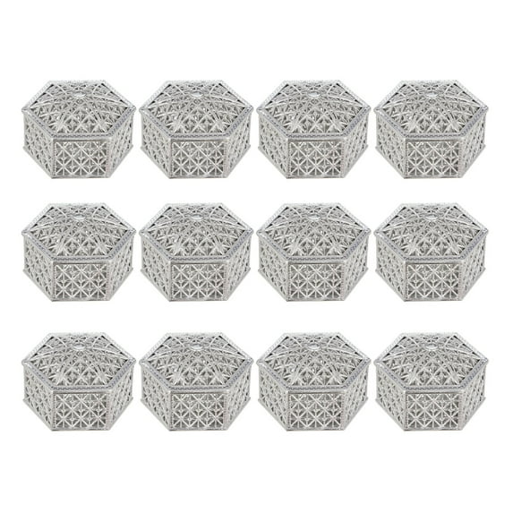 ZPAQI 12Pcs Plastic Favors Boxes with Lid Wedding Candy Storage Container for Party