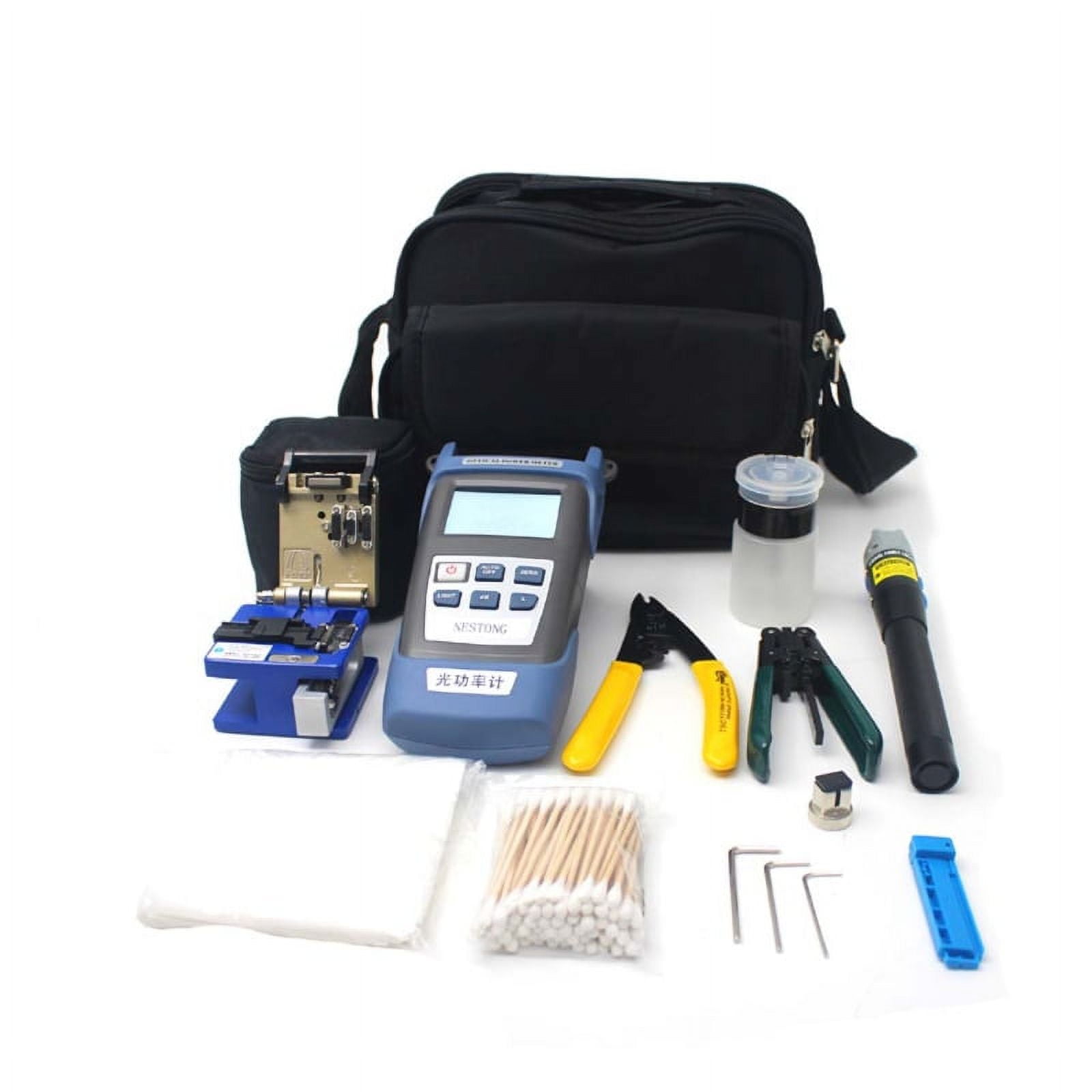 ZPAQI 14pcs/set FTTH Fiber Optic Tool Kit with Cleaver Optical Power Meter Visual Fault Locator Wire Stripper Tool