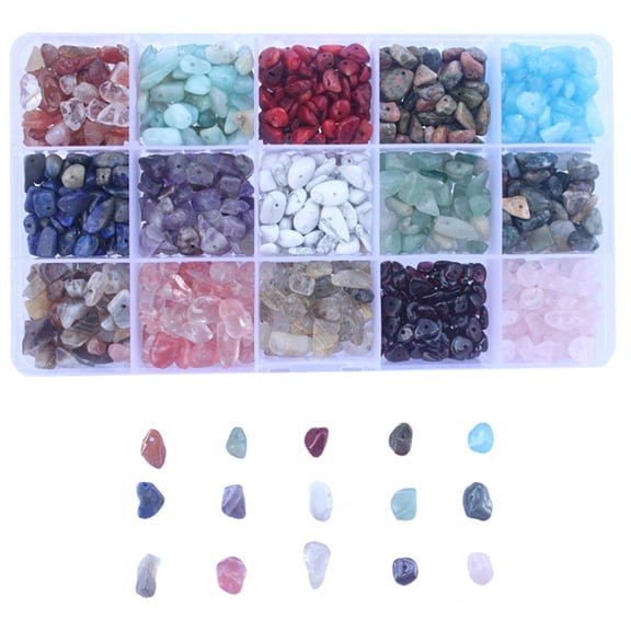 ZPAQI 15 Color Assorted Gemstone Beads Irregular Natural Chips for DIY Jewelry Making