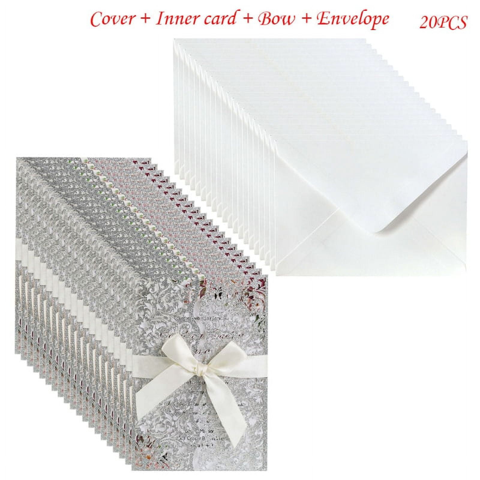 ZPAQI 20pcs Glitter Hollow Invitations Cards with Envelopes Ribbon for ...
