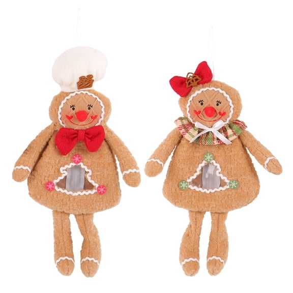 ZPAQI 2Pcs Gingerbreads Man Stuffed Plush Dolls Christmas Cookie Figurine Ornaments