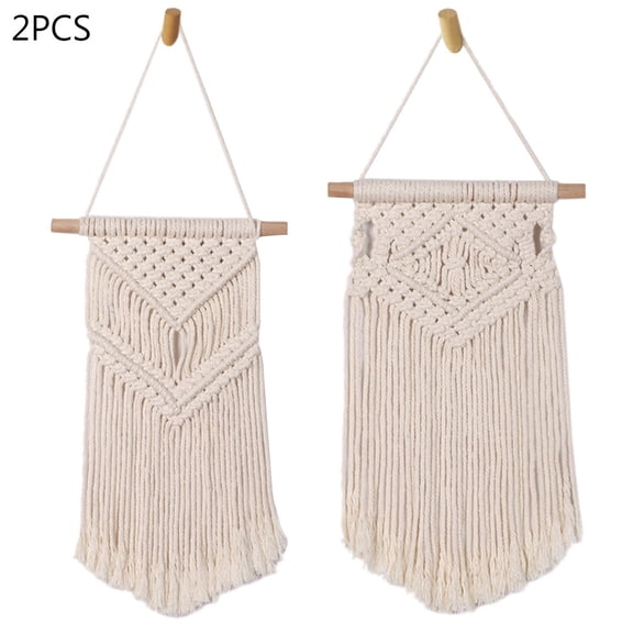 ZPAQI 2Pcs Macrame Woven Wall Hanging Boho Chic Bohemian Home Geometric Room Art Decor