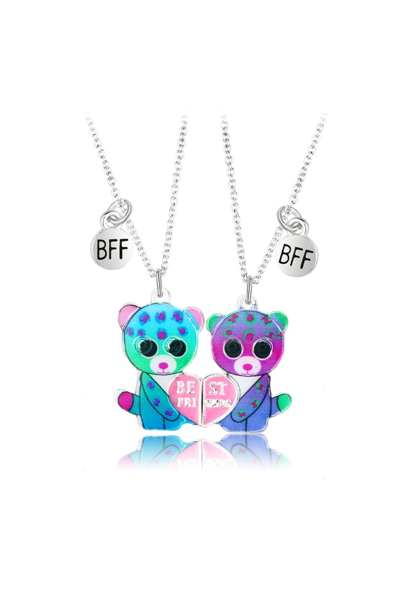 2Pcs/Set Heart Pendant Magnet Matching Necklaces for Friend Gift BFF Necklace