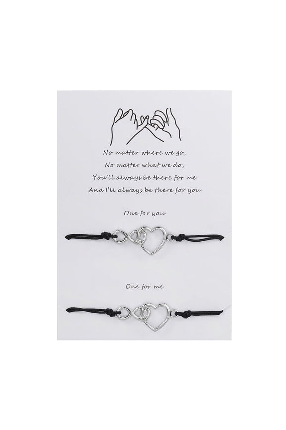 2Pcs/Set Matching Bracelets Charm Heart for Infinity Hand Rope for Friends Gift