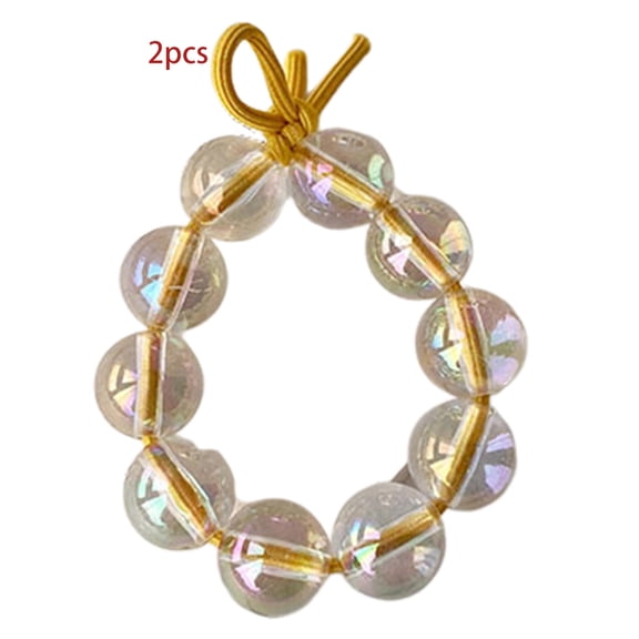 ZPAQI 2Pcs Shiny Colorful Hair Ties Clear Bubble Beaded Kewelry Scrunchies Rubber Rope
