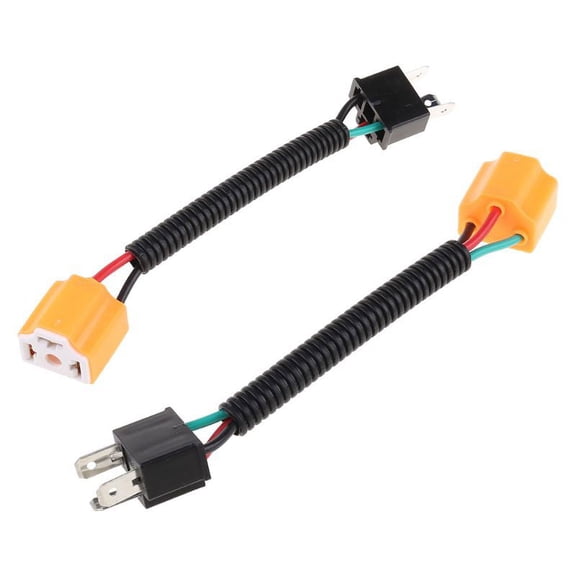 ZPAQI 2Pcs Vehicle Headlight Connector H4 9003 Ceramic Wire Harness Plug Cable