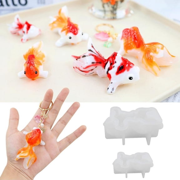 ZPAQI 2Pieces Silicone Mold 3D Goldfish Epoxy Resin Molds for DIY Crafts Making Epoxy