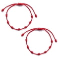 thumbnail image 1 of ZPAQI 2x Adjustable 7 Knots Braided Red String Anklets Bracelet for Success Prosperity, 1 of 16