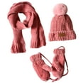 ZPAQI 3 In 1 Toddler Kids Winter Ribbed Knit Warm Hat Scarf Gloves Set