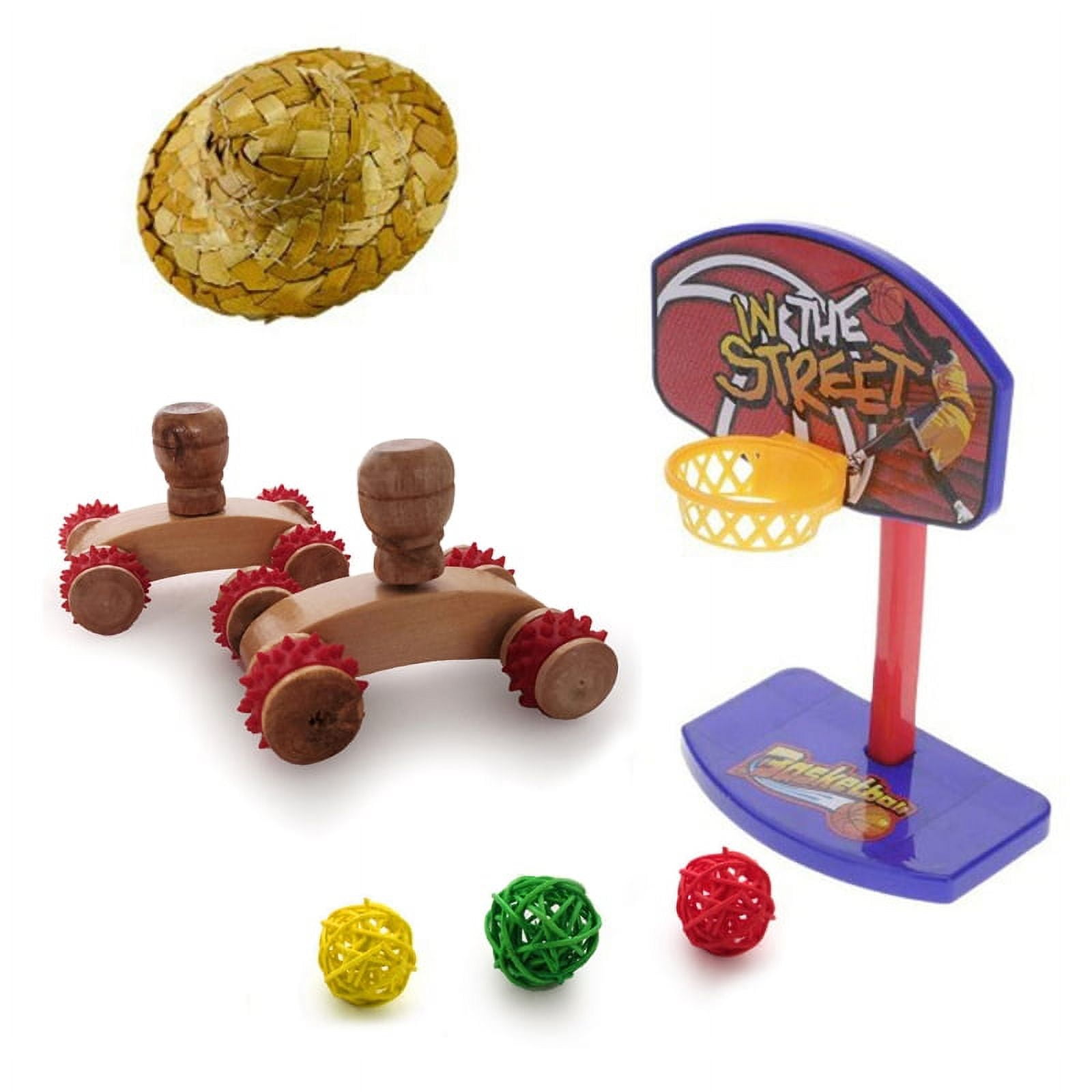 ZPAQI 3 Pcs/Set Bird Puzzle Toys Pulley Basketball Stand Hat Parrots