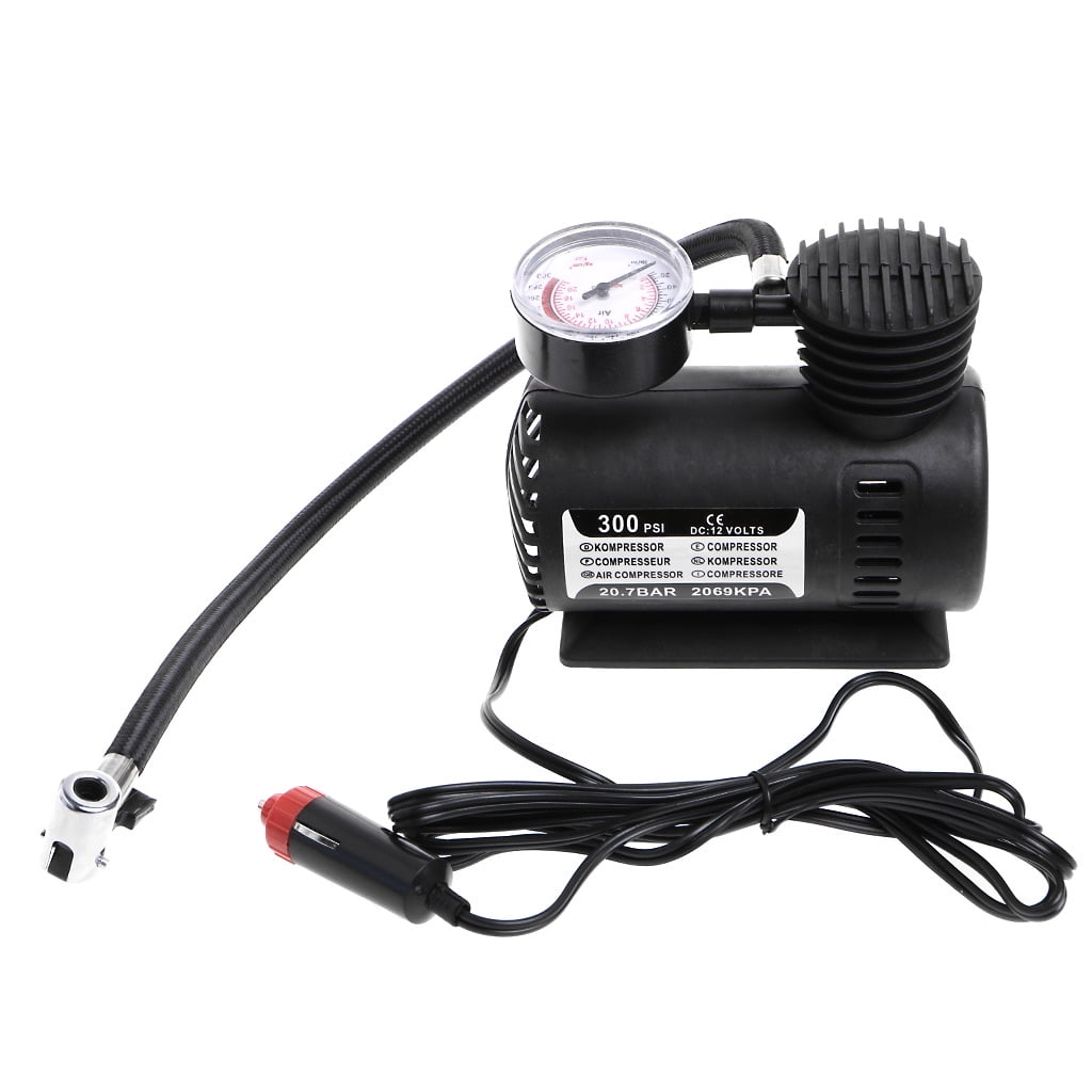 ZPAQI 300 PSI 12V Car Portable Mini Air Compressor Electric Tire Inflator Pump w/Gauge