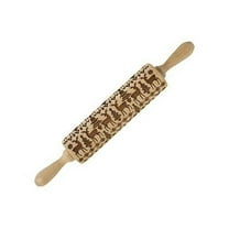 ZPAQI 3D Embossed Christmas Wood Rolling Pin Easy Baking Tool Engraved Rolling Pins