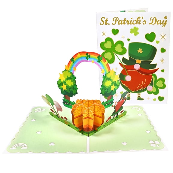 ZPAQI 3D Pop-Up Saint Patricks Day Card for Holiday Birthday Celebration Postcards
