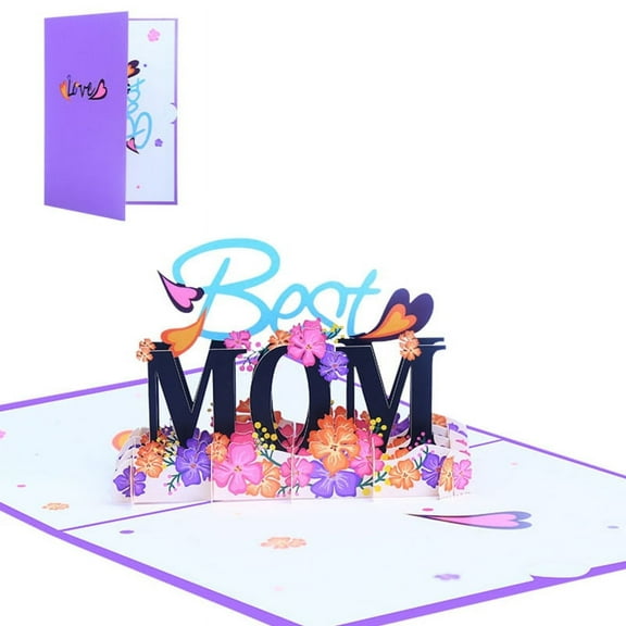 ZPAQI 3D for Pop Up Cards Best Mom Flower Happy Mothers' Day Greeting Card with Envelope for Birthday Present Anniversary Handmade Gifts