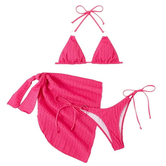 ZPAQI 3PCS Women Swimsuit with Beach Wrap Skirt