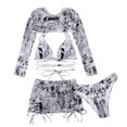 thumbnail image 1 of ZPAQI 4 Pieces Swimsuits for Women Halter Bikini Set Print Bathing Suits with Cover Up, 1 of 18
