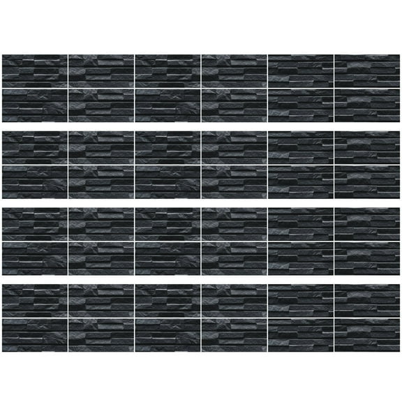 ZPAQI 48 Sheet Self Adhesive Tile Stickers Peel and Stick Backsplash 3D Black Wall Decals Murals Bathroom Kitchen Counter Top Decoration