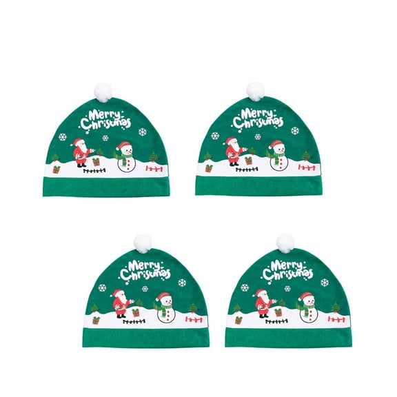 ZPAQI 4Pcs Personalized Santa Hat Chair Back Cover for Yuletide Celebration