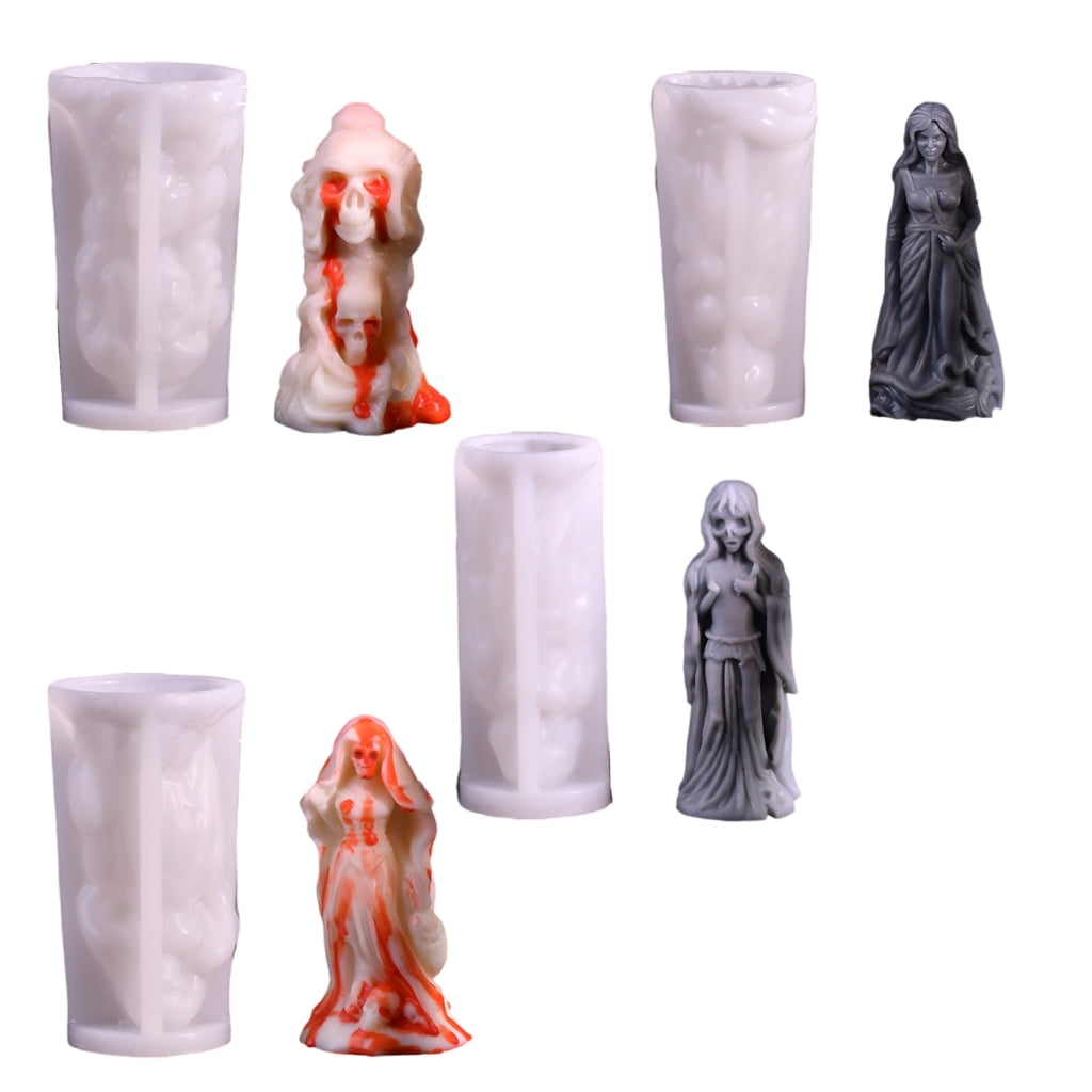 ZPAQI 4Pcs Scary Bride Silicone Candle Molds for Making Candle