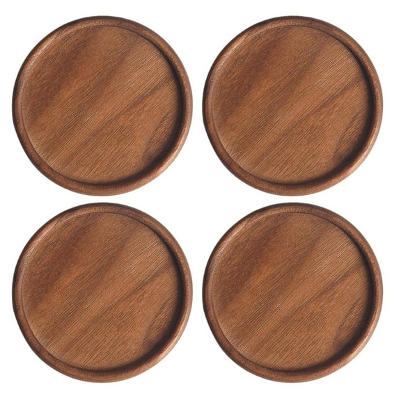 ZPAQI 4Pcs Wooden Coaster Drink Round Wood Mats Set Home Coffee Table Decorations