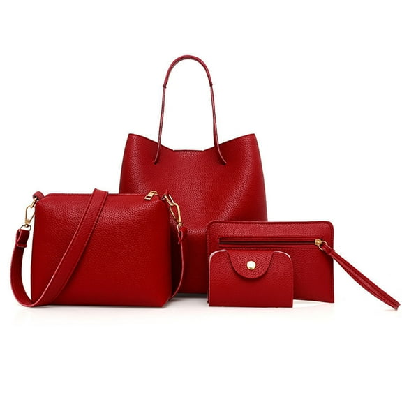 ZPAQI 4Pcs/set Leather Women Handbag Shoulder Bag Tote Card Holder Purse Messenger Satchel Top Handle Bags