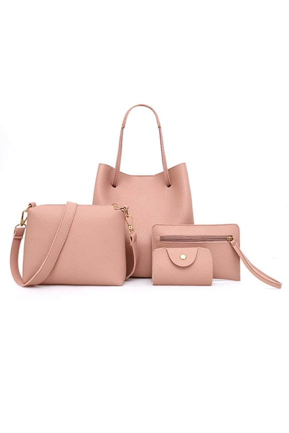 4Pcs/set Leather Women Handbag Shoulder Bag Tote Card Holder Purse Messenger Satchel Top Handle Bags