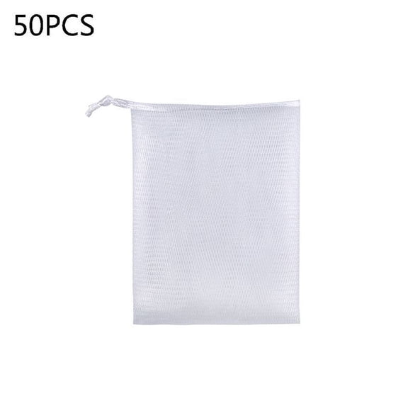 ZPAQI 50Pcs Double Layer Exfoliating Mesh Soap Saver Pouch Bubble Foam Net Handmade Soap Mesh Bag Body for Facial Cleaning Tool