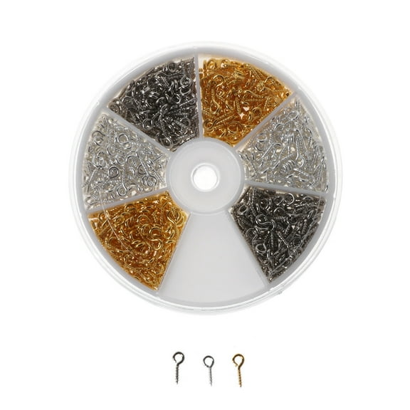 ZPAQI 600 PCS Extra Small Eye Hooks Screw 4x10mm in a Plastic Box Eye Screws for Jewelry Making DIY Crafts Securing Cable Wire